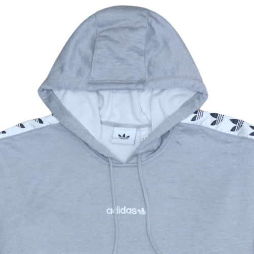 adidas Mens Grey Pullover Hoodie Medium Logo Fleece Sportswear