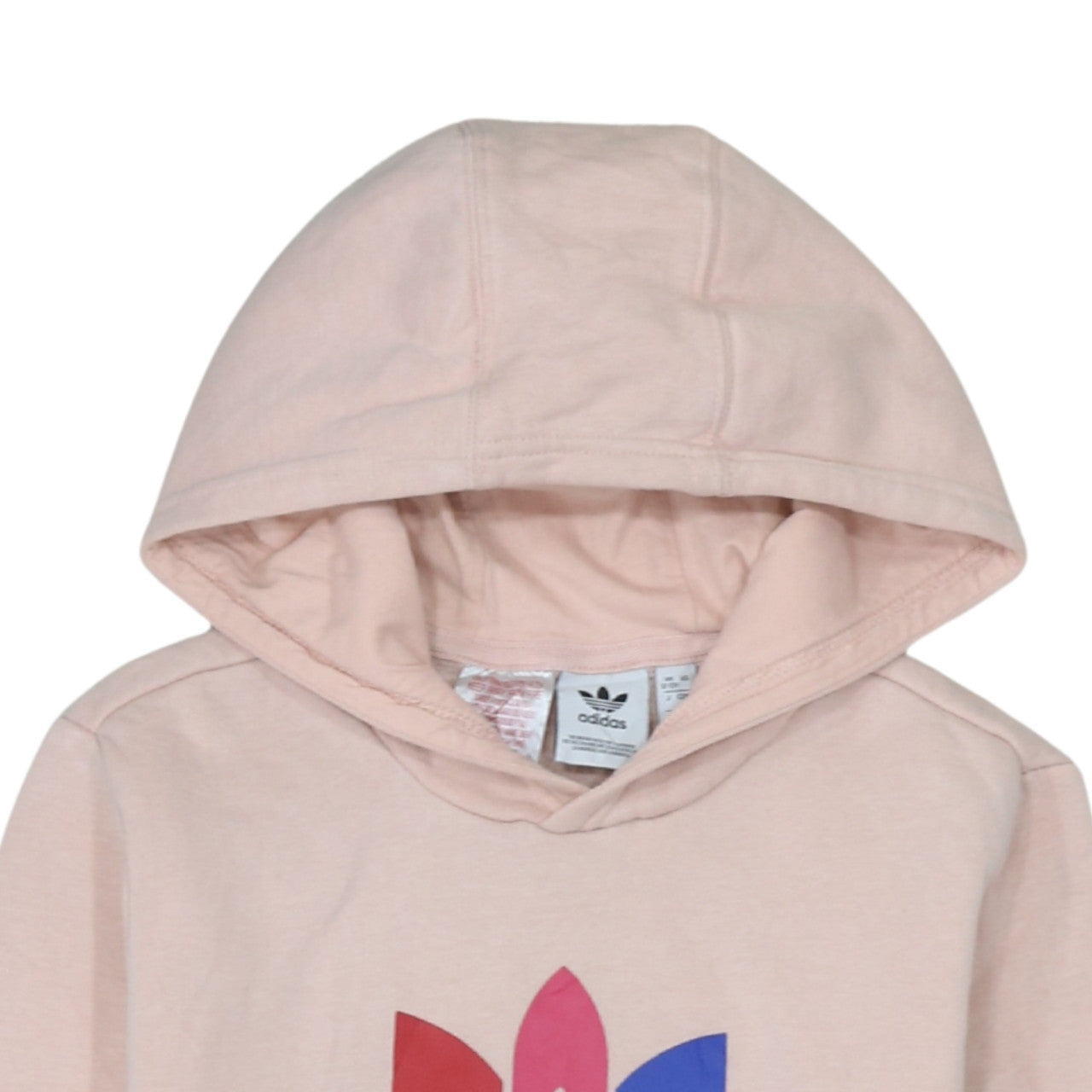 Adidas Girls Pink Logo Pullover Hoodie 12-13 Years Fleece Sweatshirt