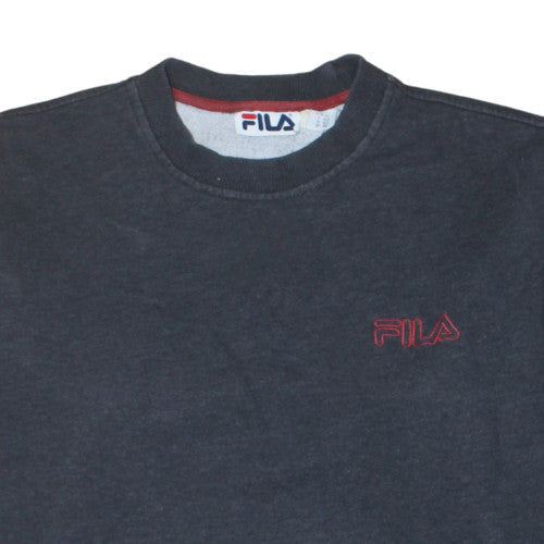 Fila Mens Grey Crew Neck Fleece Sweatshirt Size M Retro Style