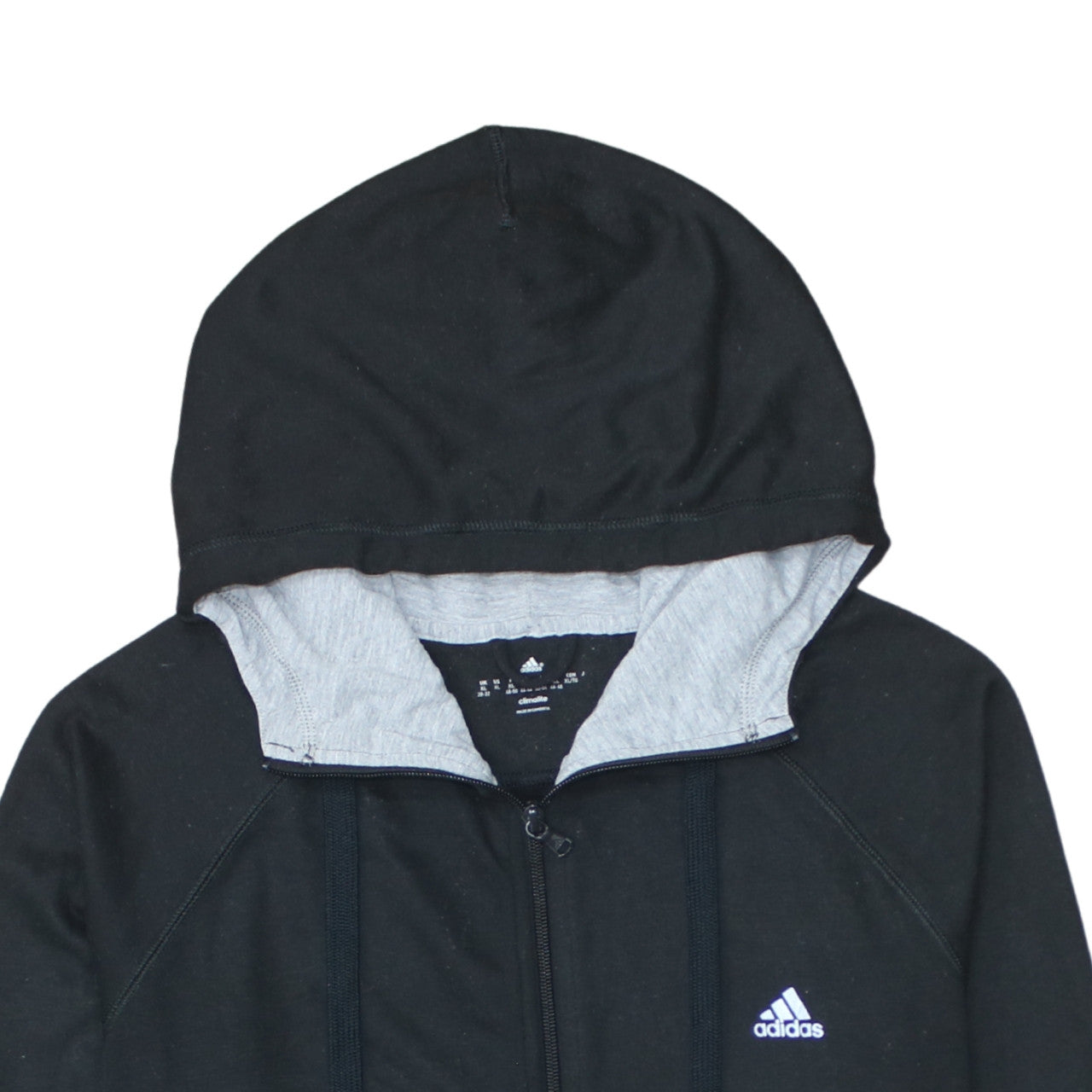 Adidas Womens Black Full Zip Hoodie XL Climalite Lightweight Hooded