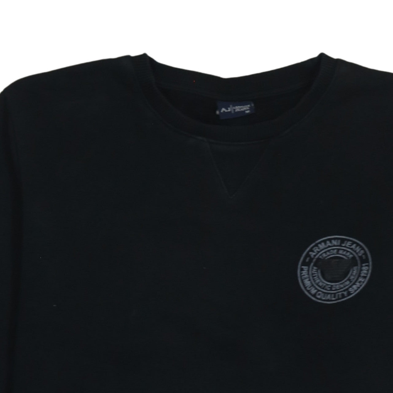 Armani Jeans Men's Black Crew Neck Logo Sweatshirt Size M