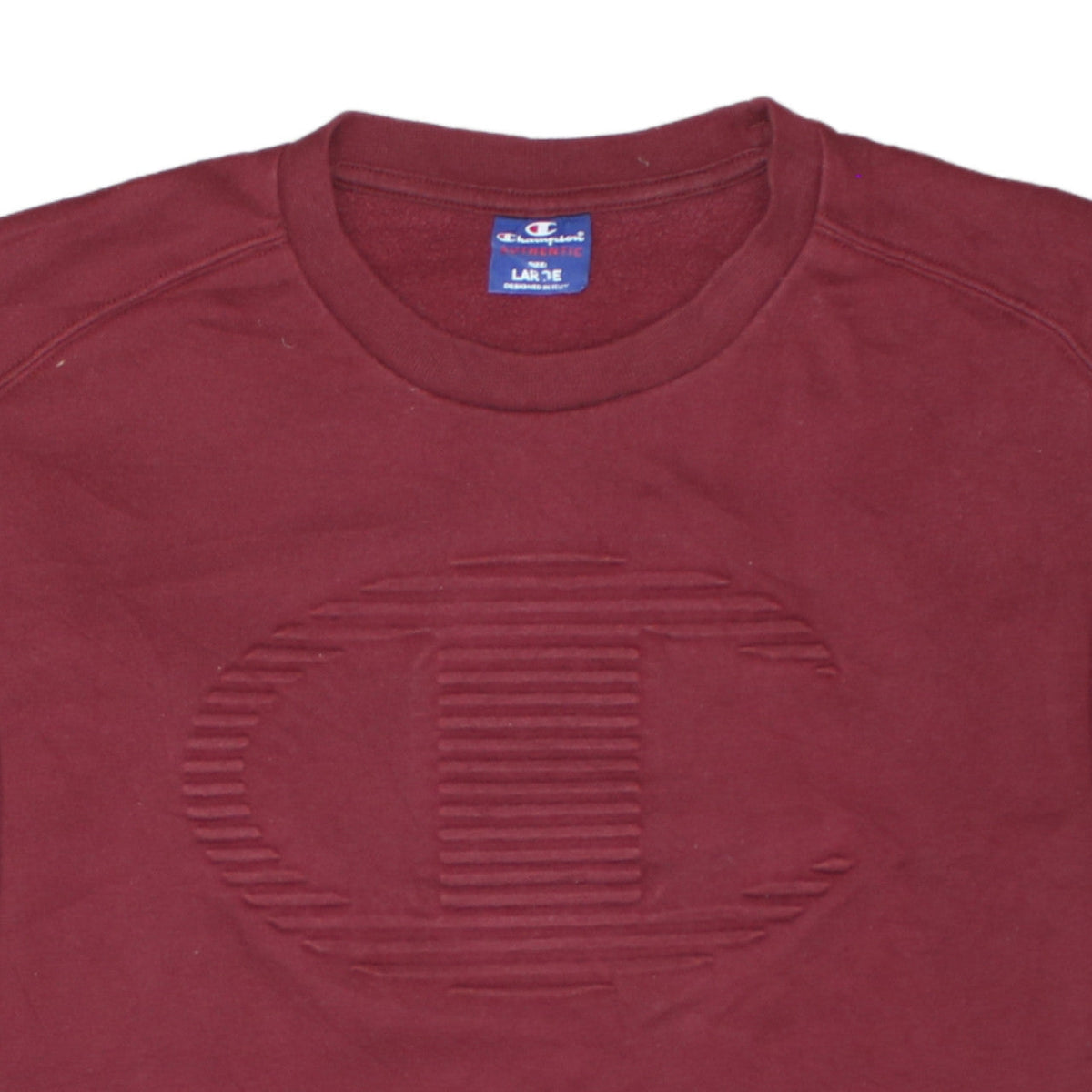 Champion Men’s Red Pullover Sweatshirt Size L Logo Embroidered Fleece