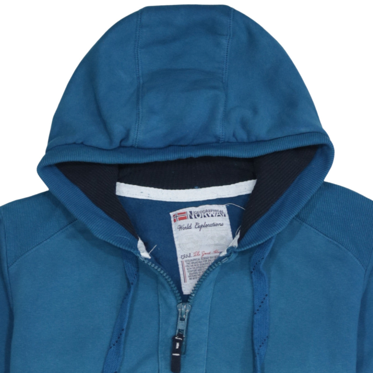 Geographical Norway Men's Blue L 1/2 Zip Hooded Sweatshirt
