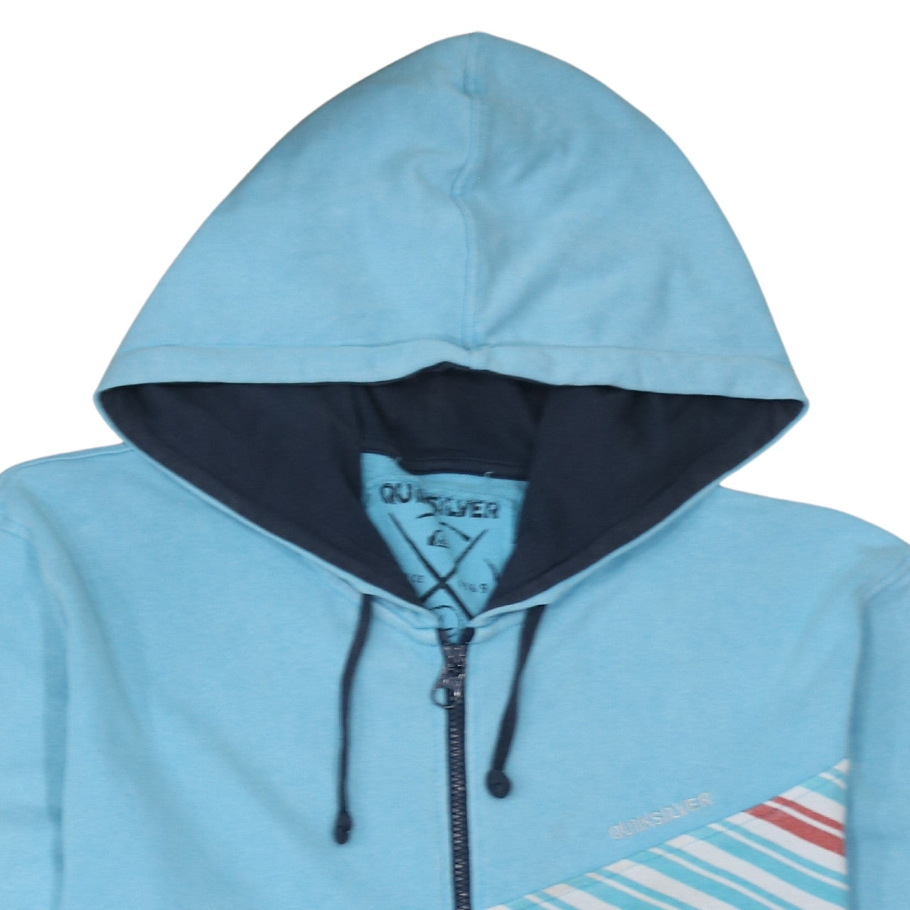 Quiksilver Men's Blue Colour Block Full Zip Hoodie Size XL