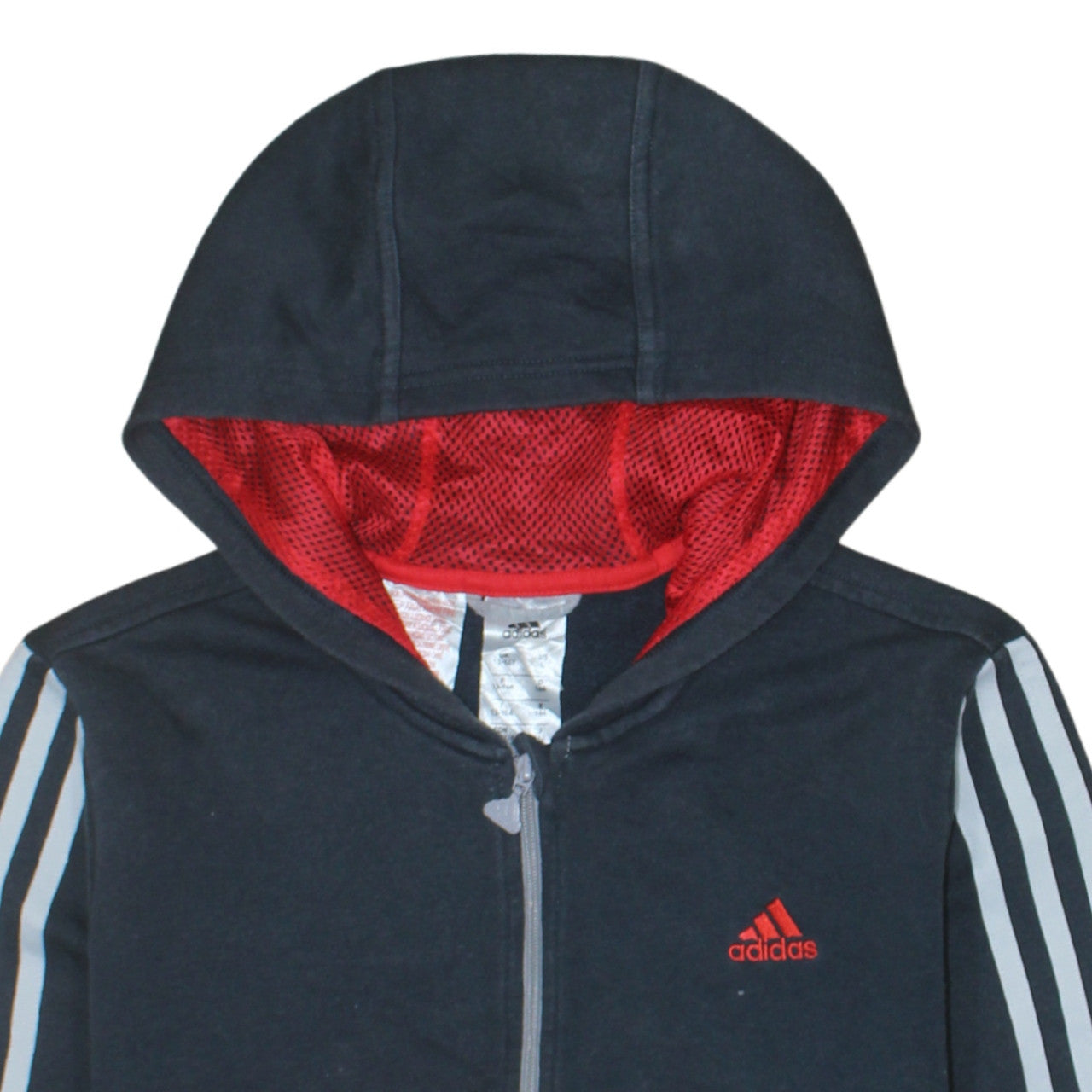 Adidas Boys Grey & Black Full Zip Hoodie Size 13-14 Years Classic Sportswear