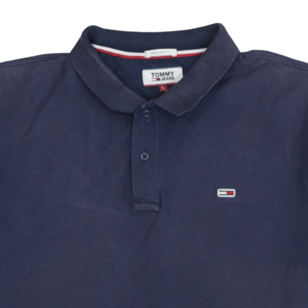 Tommy Jeans Men's Blue Regular Fit Cotton Polo Shirt L