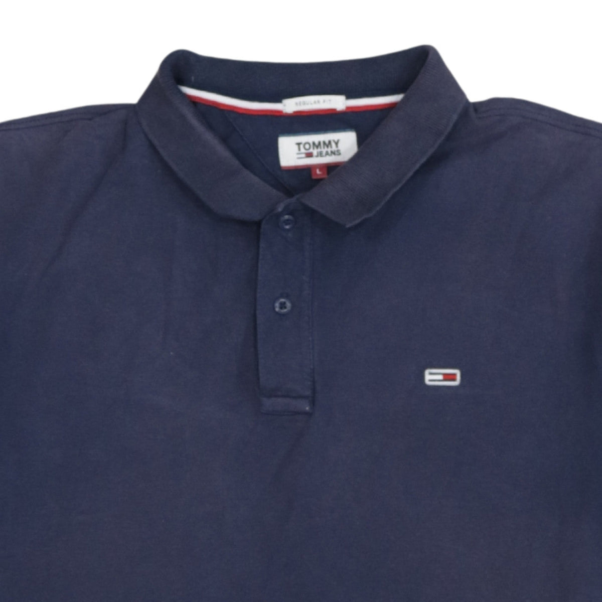 Tommy Jeans Men's Blue Regular Fit Cotton Polo Shirt L