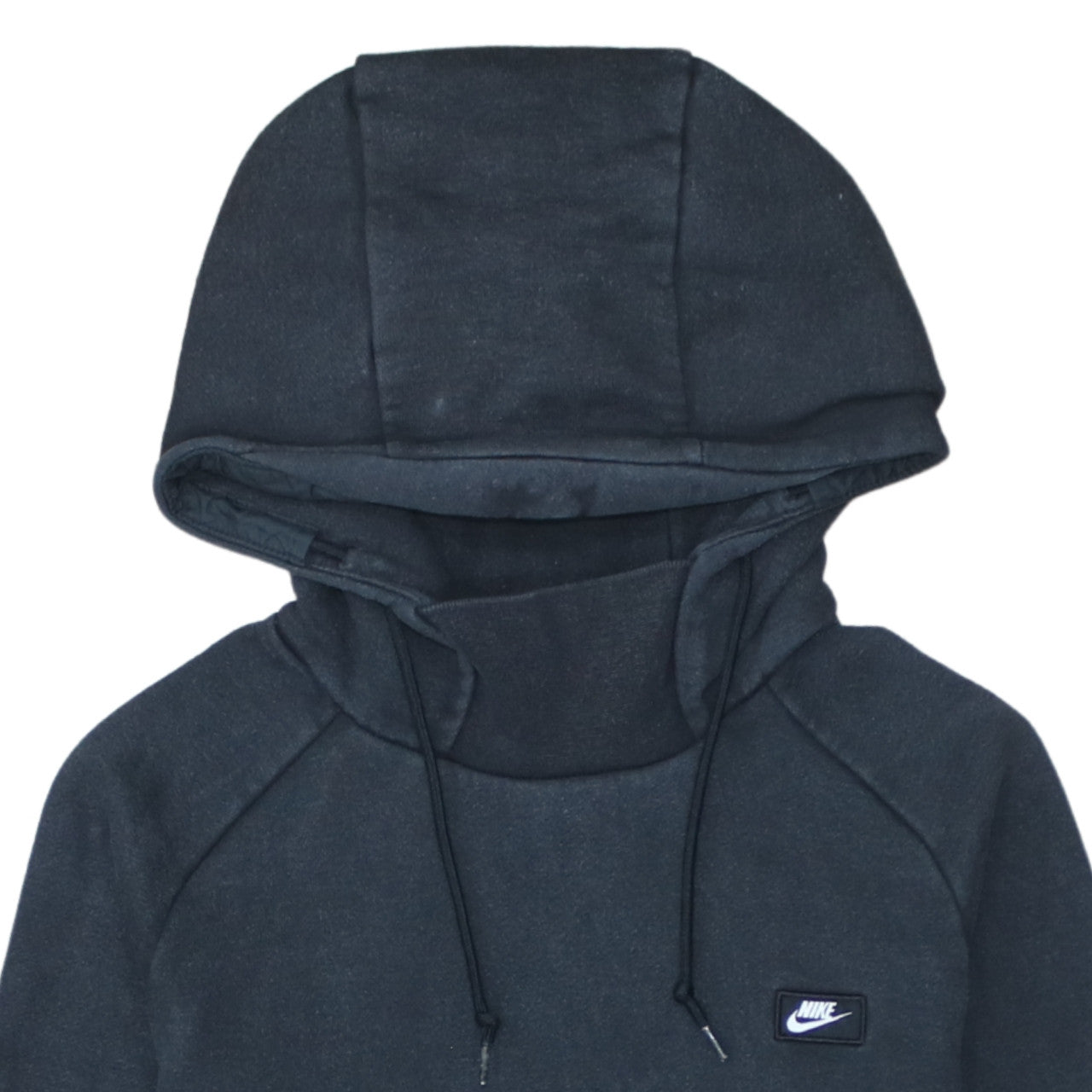 Nike Men Black Small Pullover Hoodie Fleece High Neck Logo Sportswear