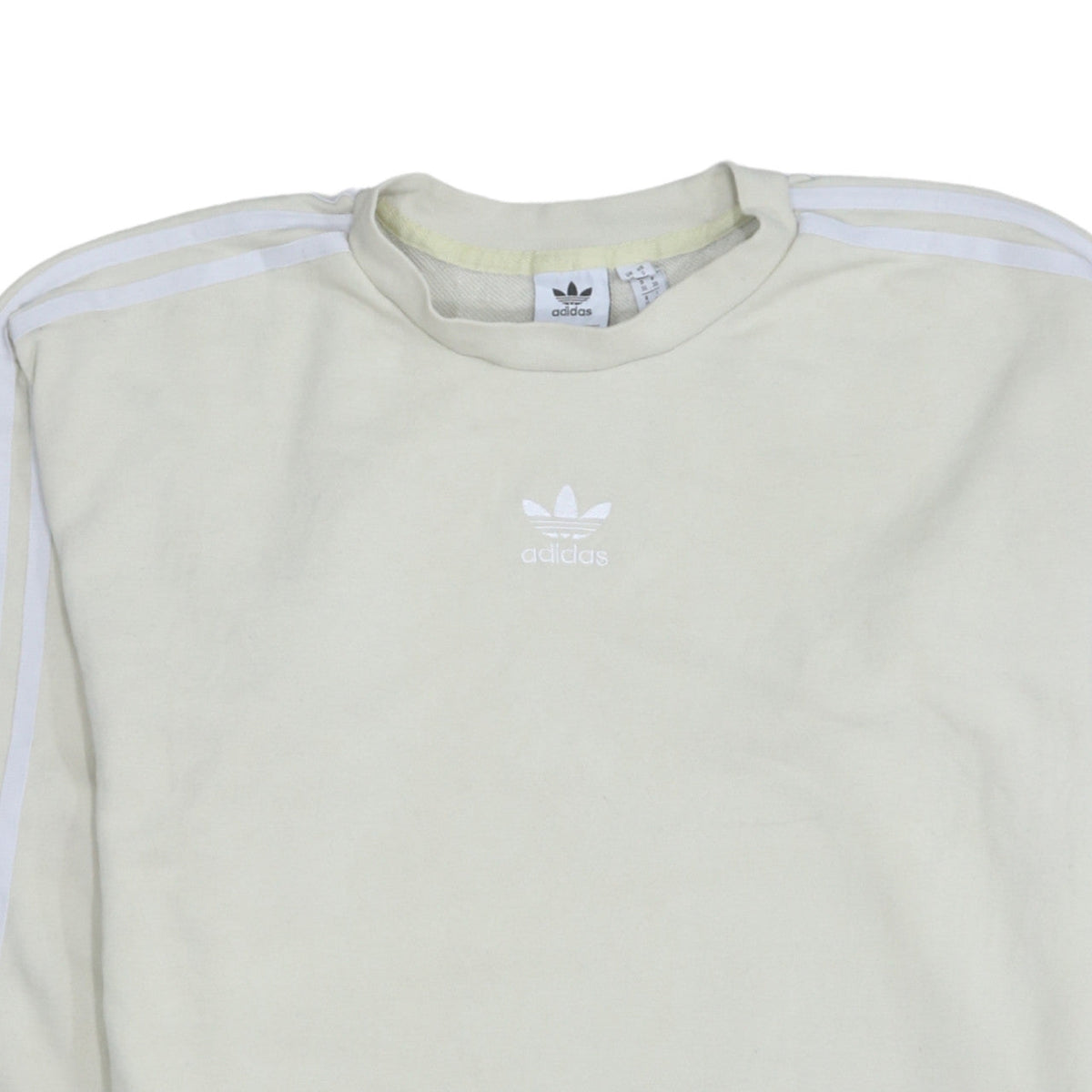 Adidas Women Beige Crew Neck Pullover Sweatshirt Size 10