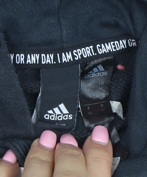 Adidas Men's Black Pullover Hoodie Fleece Medium Regular Fit