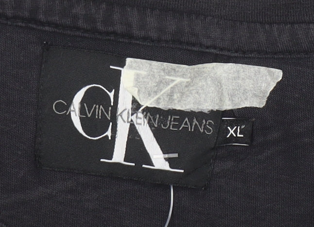 Calvin Klein Jeans Mens Black XL Logo Crew Neck Cotton T-Shirt