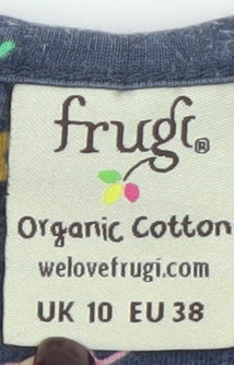 Frugi Women Blue Animal Print Fit & Flare Dress UK 10