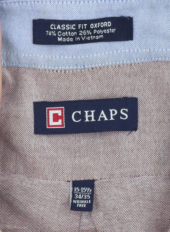 Chaps Men's Pink Classic Fit Oxford Button-Down Shirt 15.5 Long Sleeve