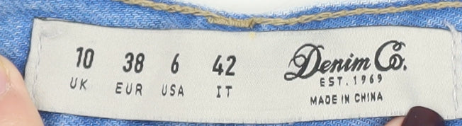 Denim Co. Womens Blue Size 10 Cut-Off Distressed Denim Shorts