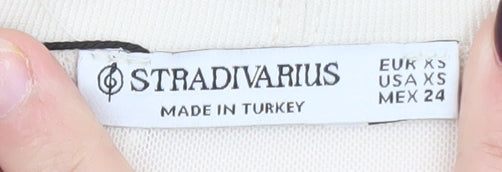 Stradivarius Women Ivory XS Bodycon Sleeveless Knit Short Dress