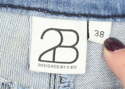 2-Biz Women Blue Skinny Ankle Zip Jeans Size 10