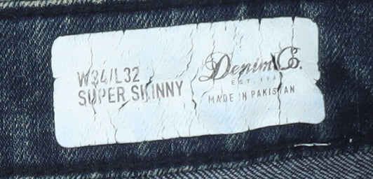 Denim Co. Men's Blue Super Skinny Jeans W34 L32 Denim