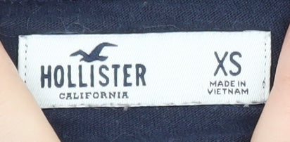 Hollister Womens Blue Striped Cropped Long Sleeve V-Neck T-Shirt XS