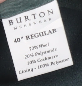 Burton Menswear Men Green Wool Blend 40 Blazer Regular Fit
