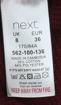 Next Women’s Red Cotton Blend Long Coatigan Size 8