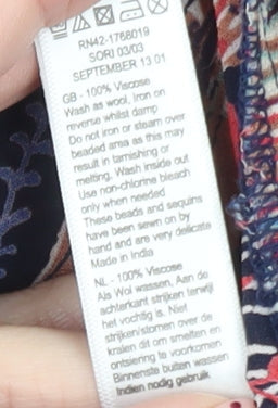 Monsoon Womens Multicoloured Beaded Floral Tunic Blouse M