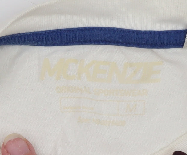 McKenzie Men's White Graphic Short Sleeve Crew Neck T-Shirt Size M