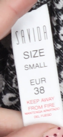 Savida Women Black Midi A-Line Dress Size 10 Long Sleeve