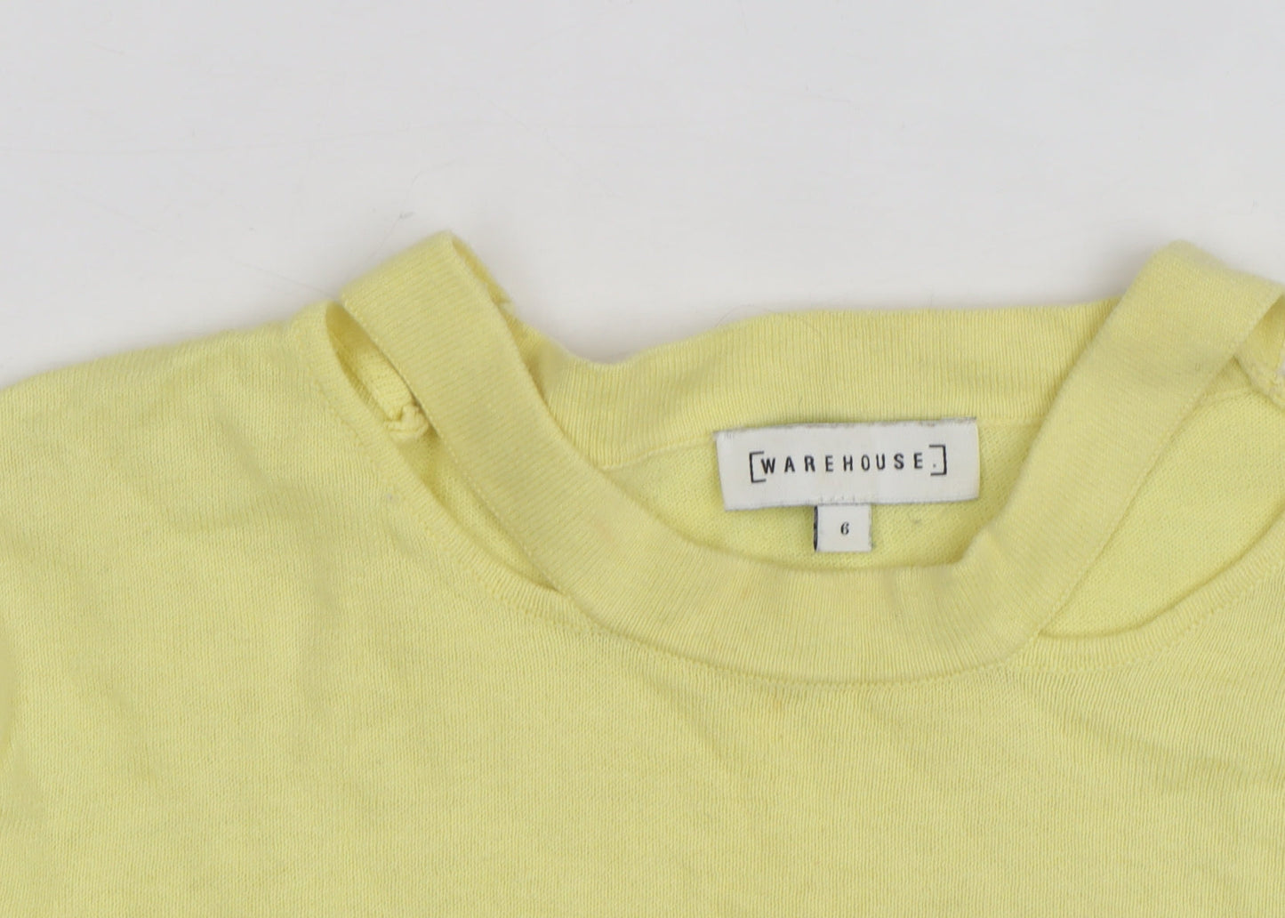 Warehouse Women’s Yellow Cotton Crew Neck Jumper Size 6