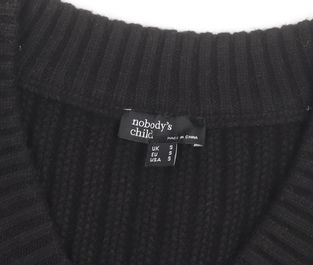 Nobody's Child Women's Black V-Neck Ribbed Knit Sleeveless Vest Jumper Size S