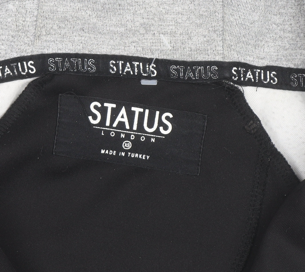 Status London Men's Black Grey Full Zip Hoodie XS