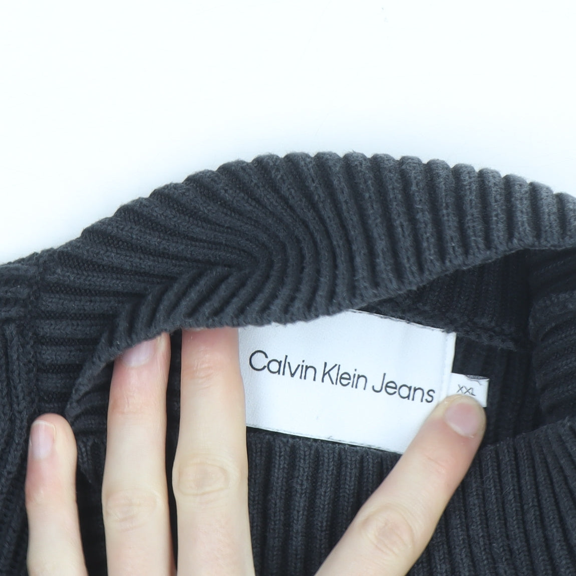 Calvin Klein Jeans Womens Black 2XL Ribbed Roll Neck Pullover Jumper