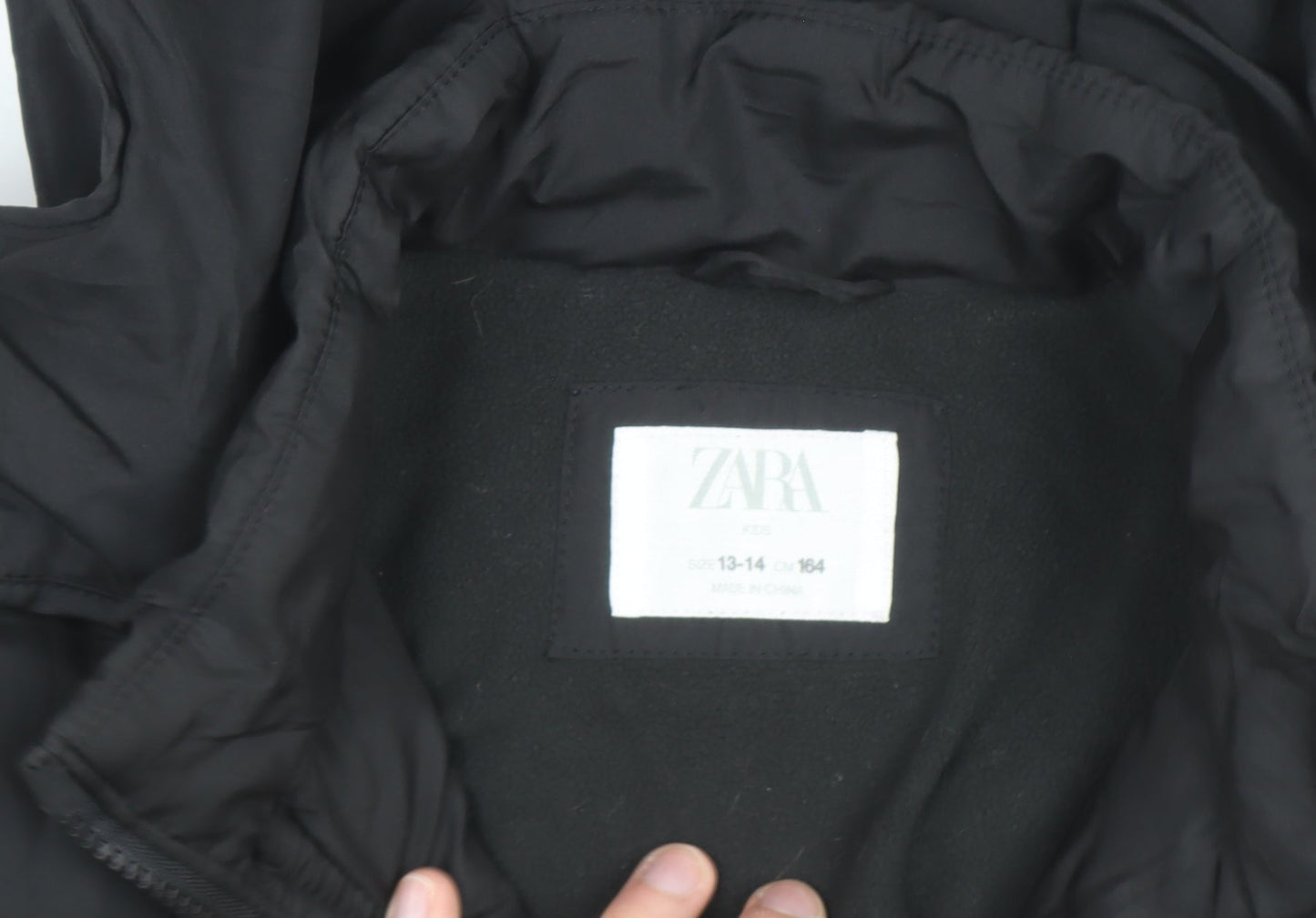 ZARA Girls Black Quilted Hooded Puffer Jacket 13-14 Years Winter Coat