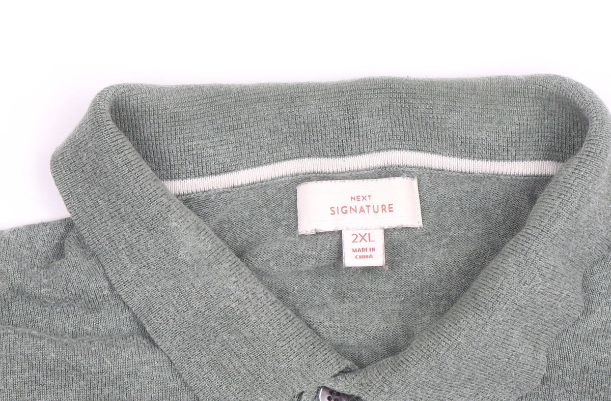 Next Signature Men's Green 2XL Cotton Silk Short Sleeve Polo Shirt