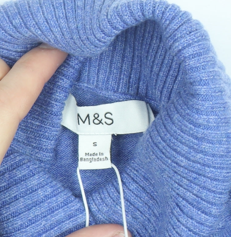 Marks and Spencer Women’s Blue Roll Neck Knit Jumper Size S