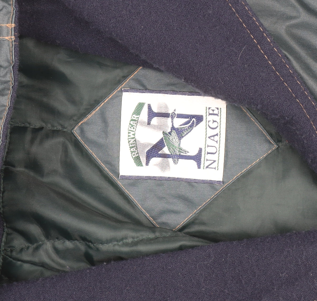 Nuage Women's Green Hooded Long Rain Coat Size 12 Waterproof Toggle Style
