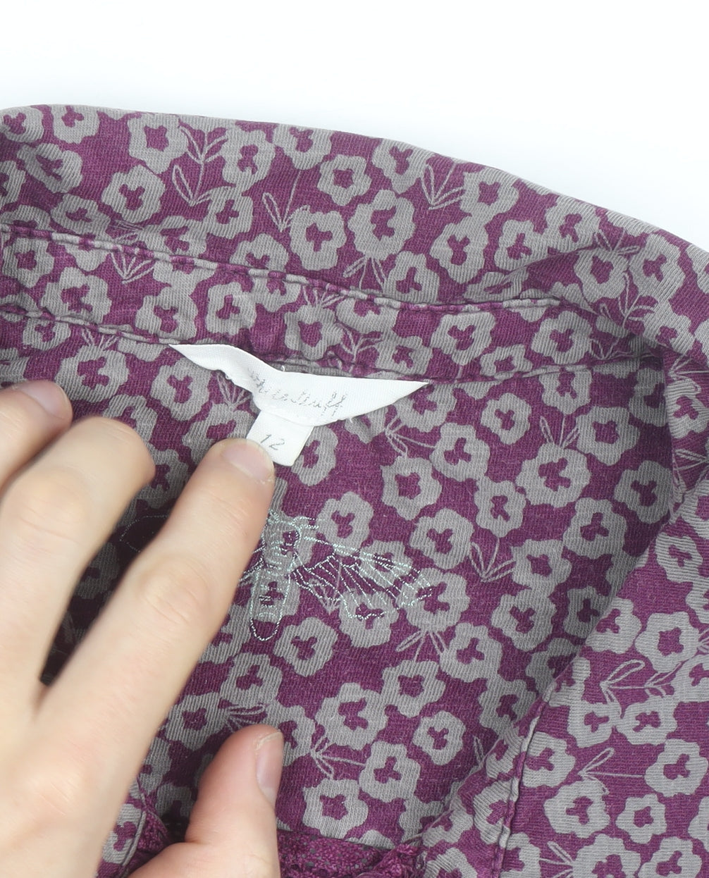 White Stuff Women Purple Floral Cotton Button-Up Shirt Size 12