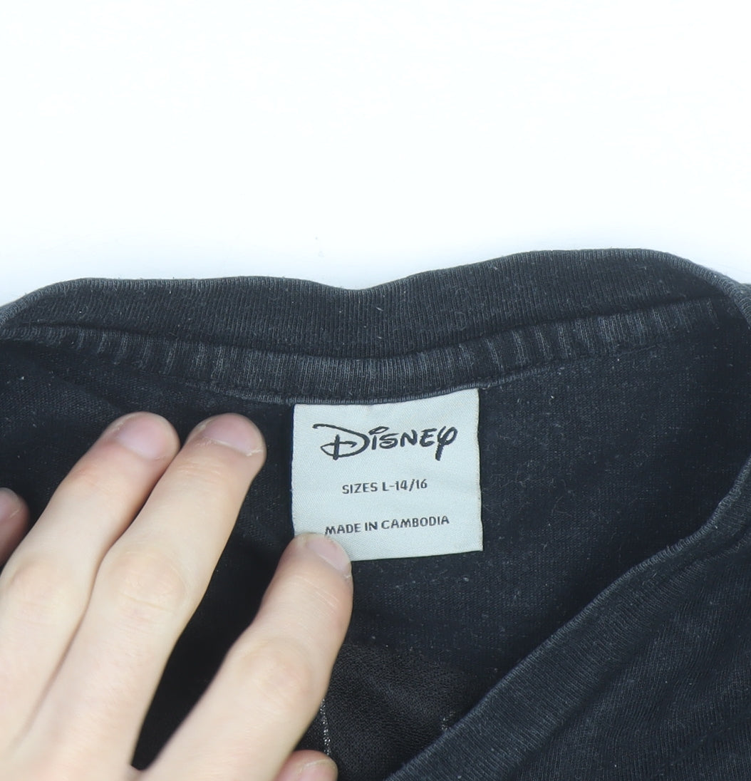 Disney Teens Black Mickey Mouse Graphic Cotton T-Shirt L