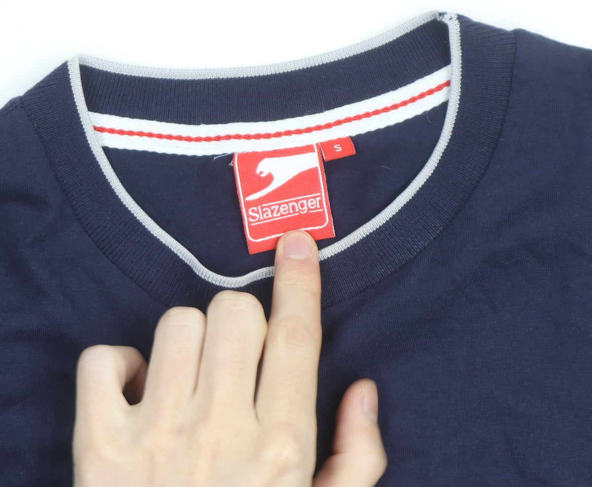 Slazenger Men's Navy Blue Crew Neck Cotton T-Shirt Size S