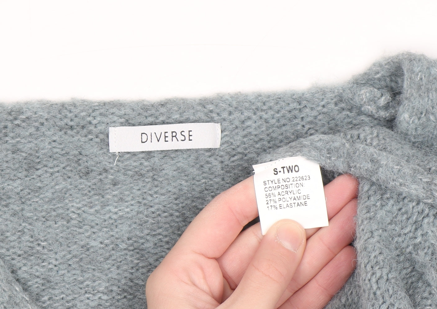 Diverse Women’s Grey V-Neck Knit Pullover Jumper Size S