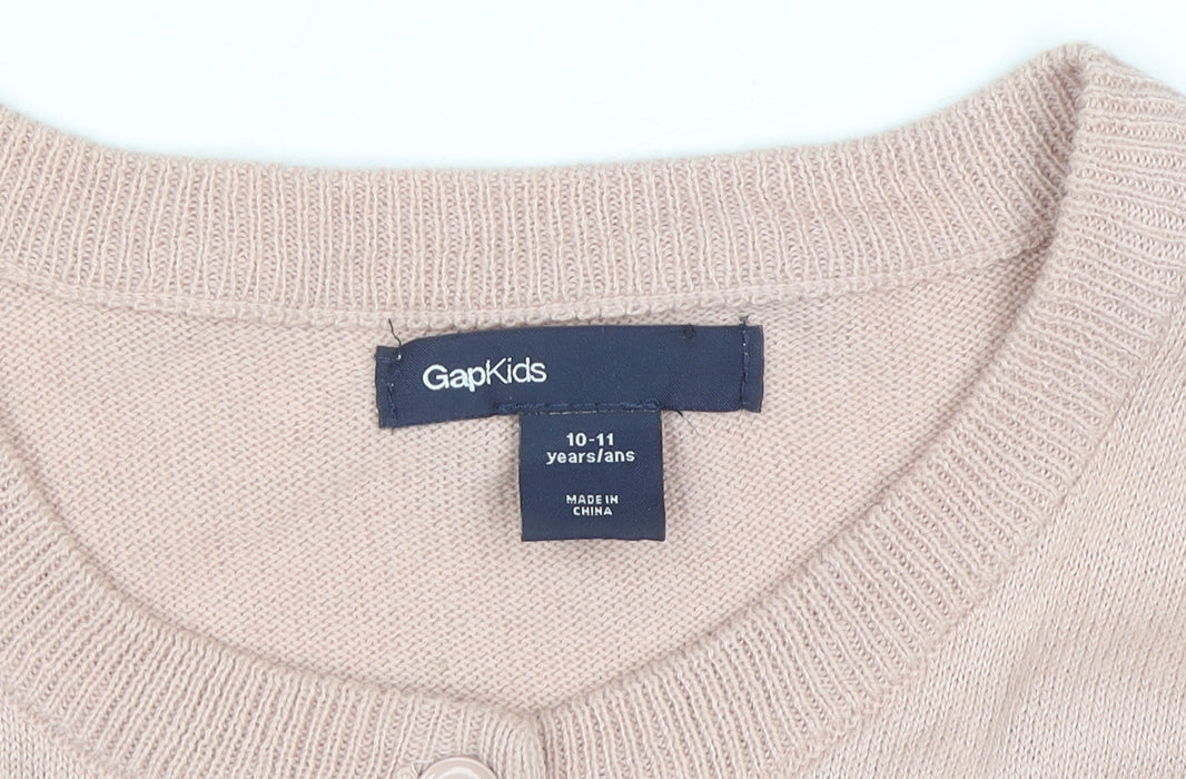 Gap Kids Girls Beige Cotton Button-Up Cardigan 10-11 Years