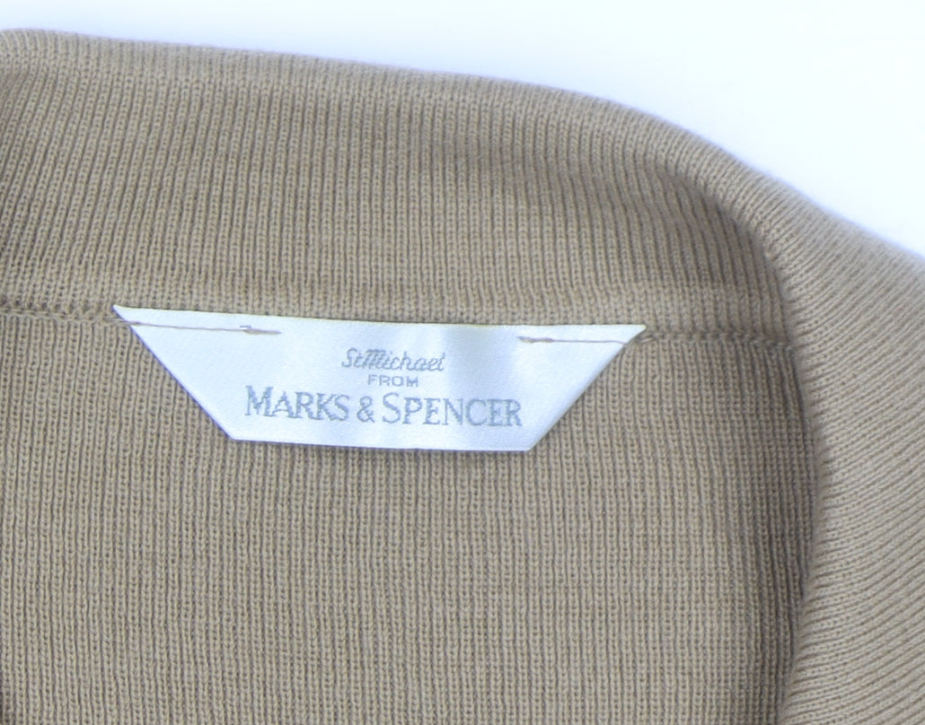 Marks & Spencer Women’s Beige Collared Long Sleeve Acrylic Jumper Size 18
