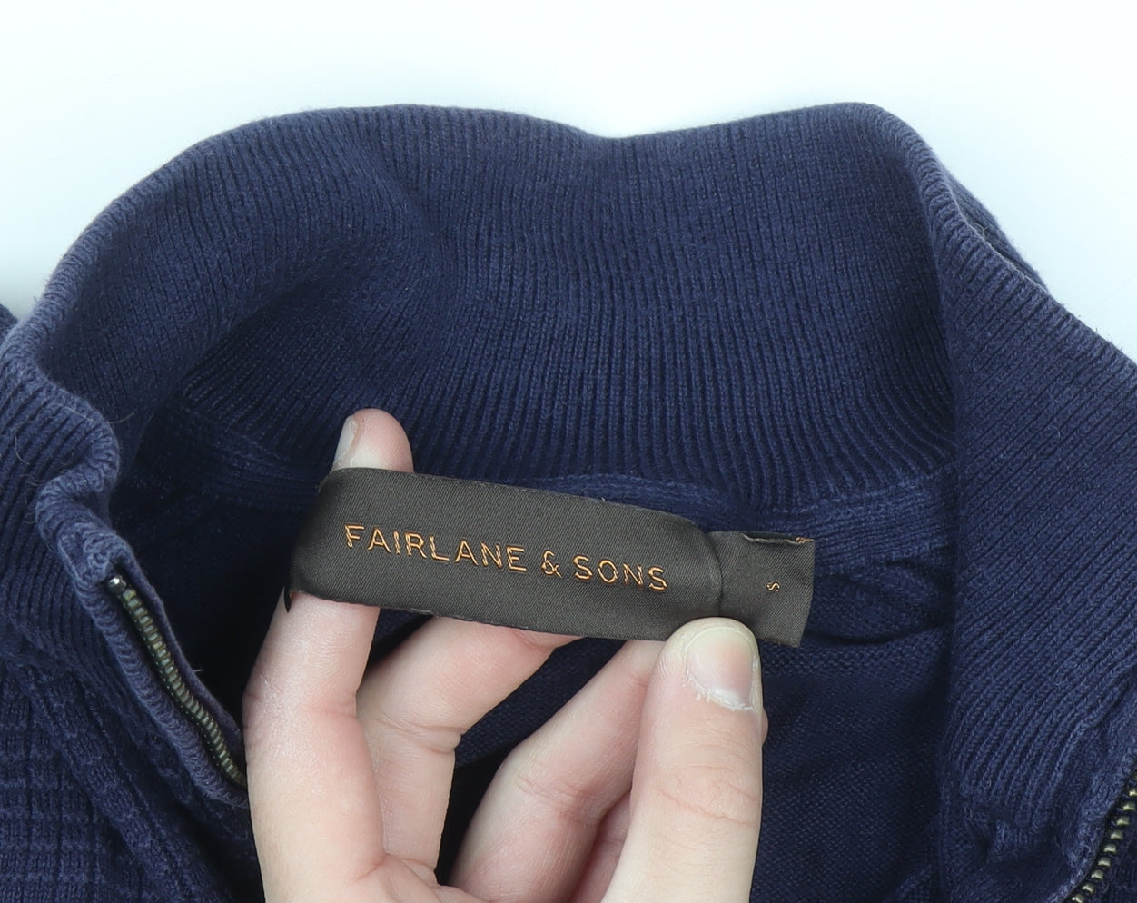 Fairlane & Sons Men’s Blue Cotton 1/2 Zip Jumper Size S