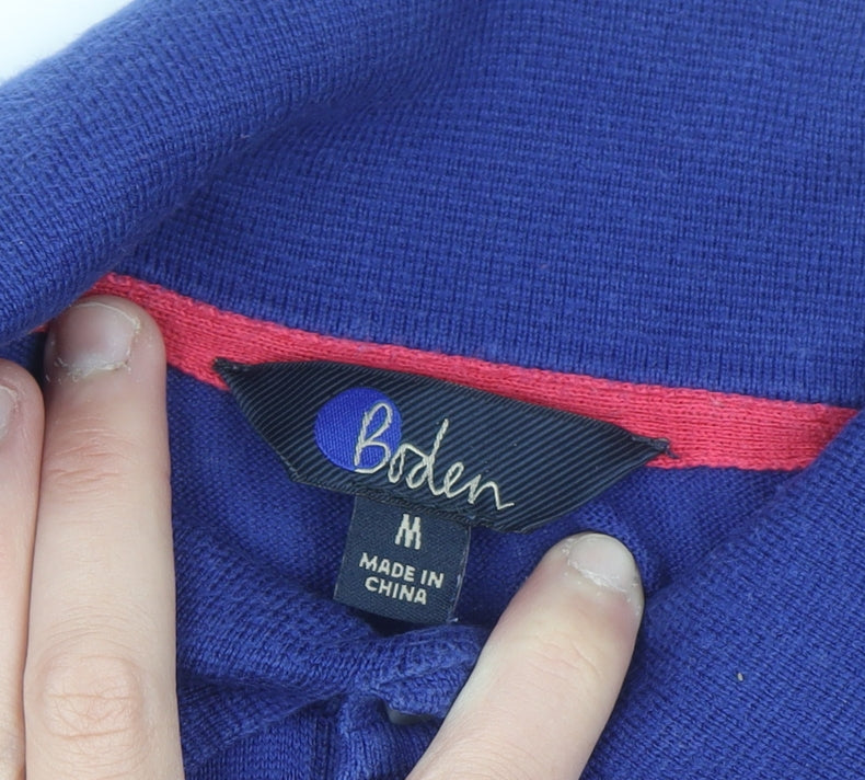 Boden Men's Blue Cotton Knit Polo Jumper M Regular Fit