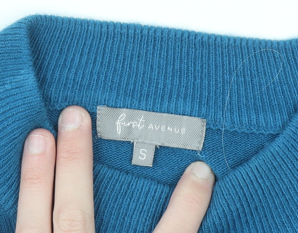 First Avenue Women’s Blue Mock Neck Long Sleeve Tunic Jumper Size S