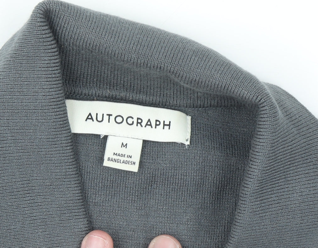 Marks and Spencer Men’s Grey Collared Button Cardigan M Regular Fit