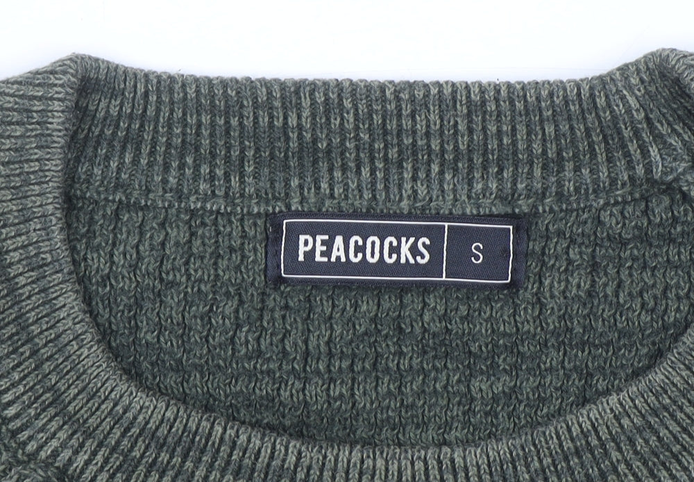 Peacocks Men’s Green Cotton Crew Neck Jumper Size S