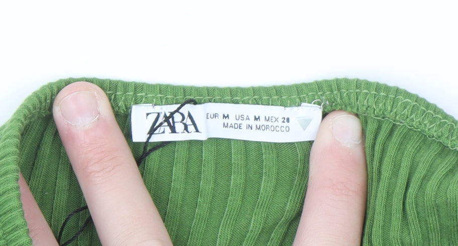 Zara Women Green Slim Fit Sleeveless Knit Halter Cardigan M