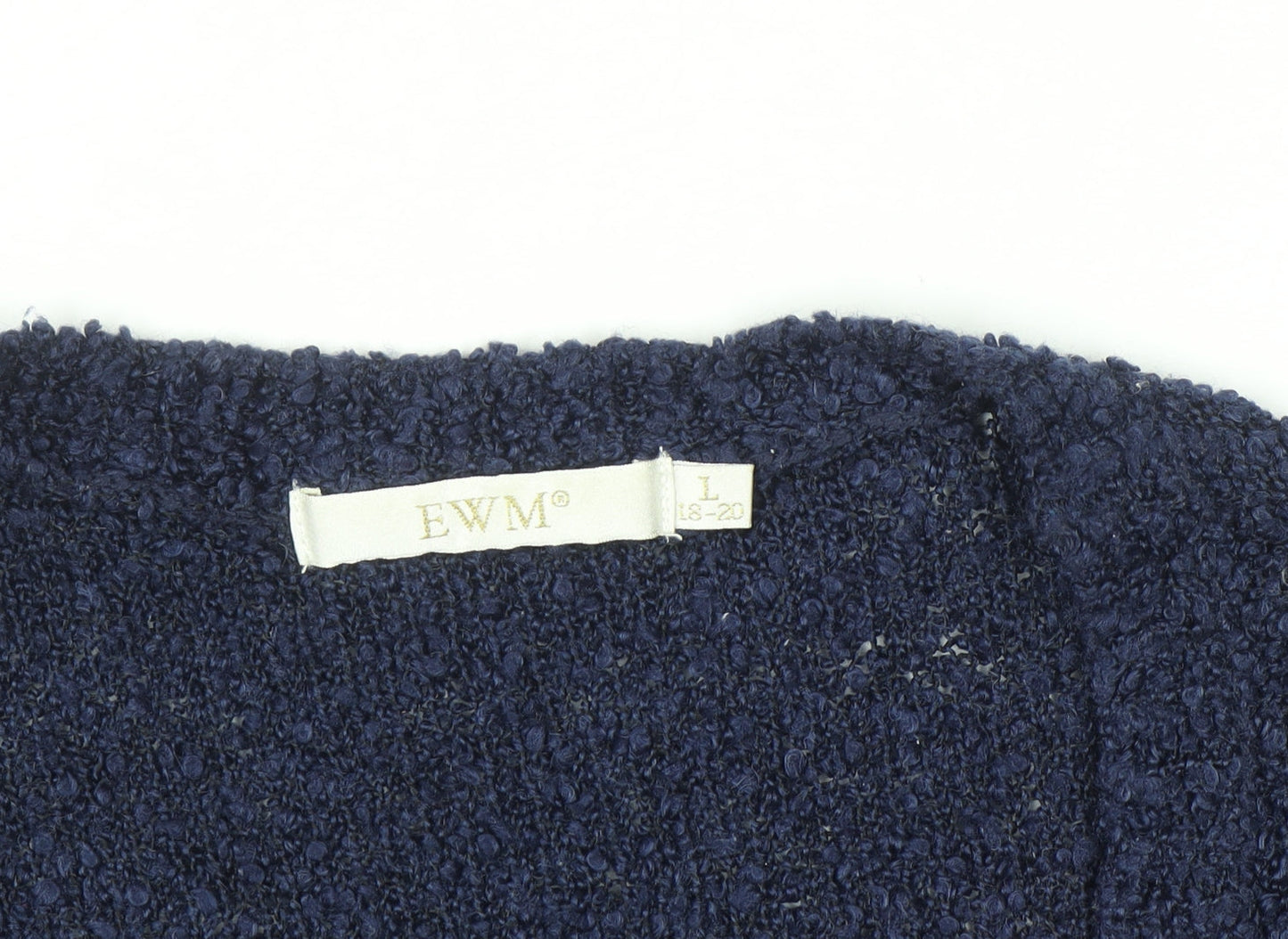 EWM Women Blue Size 18-20 V-Neck Long Sleeve Knit Cardigan