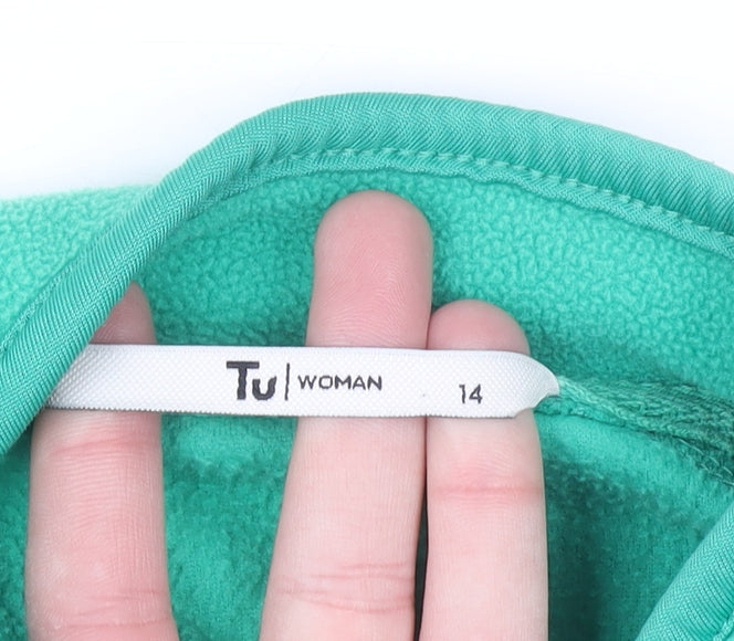 Tu Women Green Fleece Full Zip Sweatshirt Size 14