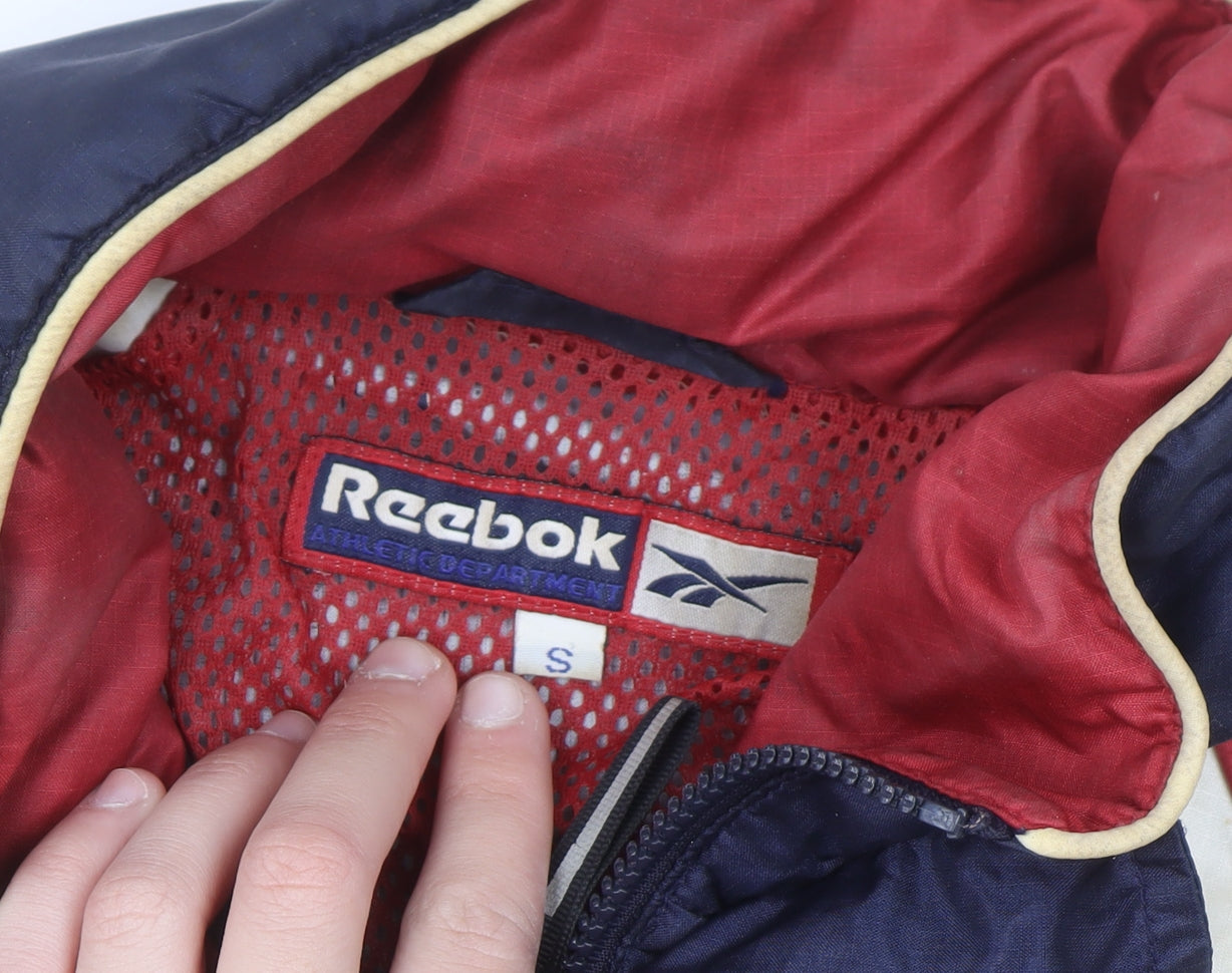 Reebok Men's Blue Windbreaker Sports Jacket Size S 90s Retro Style